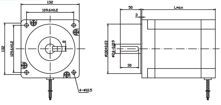 130mm三相步進電機外形尺寸